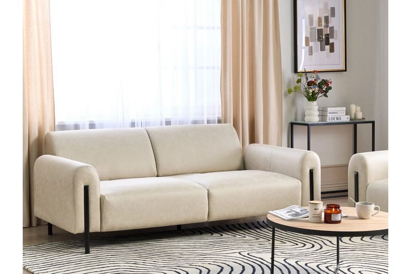 Christa Sofa 3-seter - Beige/Svart - Møbler - Sofaer - Skinnsofaer