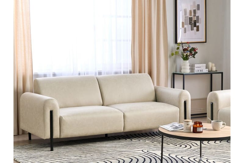 Christa Sofa 3-seter - Beige/Svart - Møbler - Sofaer - Skinnsofaer