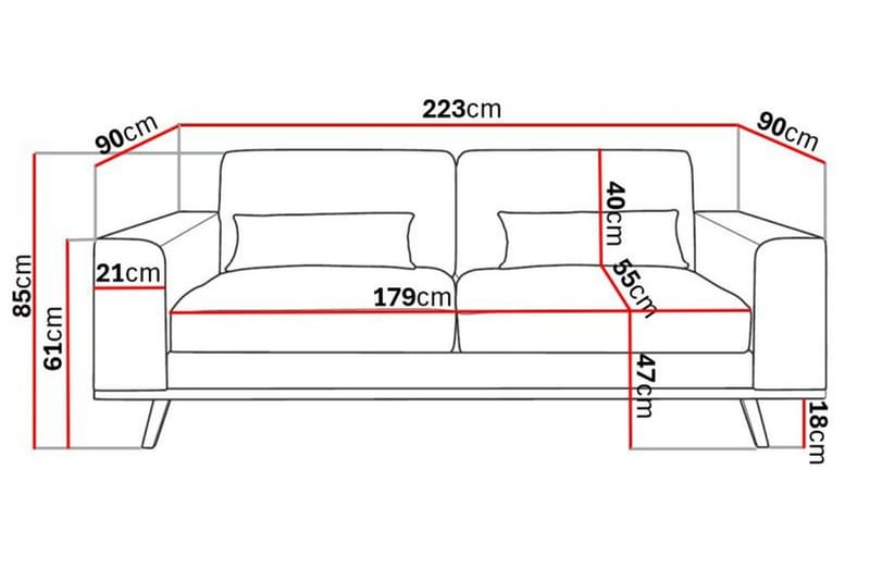 Copenhagen 3-seters Sofa i Kunstlær - Brun - Møbler - Sofaer - Skinnsofaer