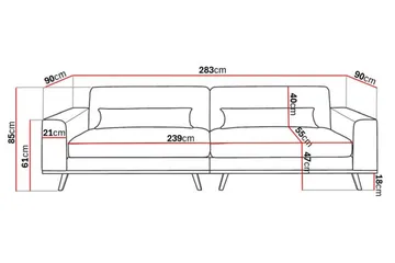 Copenhagen 4-seters Stoffsofa - Lys grå - Møbler - Sofaer - 4 seter sofa