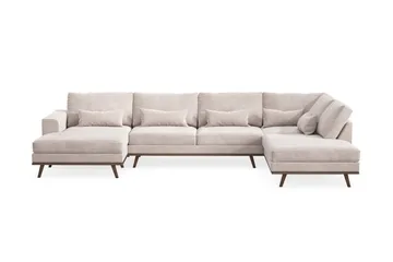 Copenhagen 5-seters høyrevendt stor U-formet sofa med divan og sjeselong i fløyel - Beige - Møbler - Sofaer - Fløyelssofaer