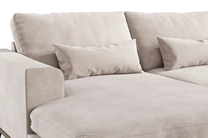 Copenhagen 5-seters Høyrevendt U-formet Large Sofa med Divan og Sjeselong i Fløyel - Beige - Møbler - Sofaer - Fløyelssofaer