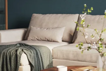 Copenhagen 5-seters Høyrevendt U-formet Large Sofa med Divan og Sjeselong i Fløyel - Beige - Møbler - Sofaer - Fløyelssofaer