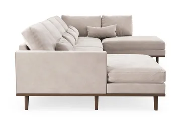 Copenhagen 5-seters Høyrevendt U-formet Large Sofa med Divan og Sjeselong i Fløyel - Beige - Møbler - Sofaer - Fløyelssofaer