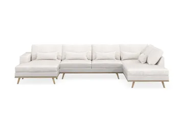 Copenhagen 5-seters Høyrevendt U-formet Sofa med Divan og Sjeselong i Bouclé - Hvit - Møbler - Sofaer - U-sofa