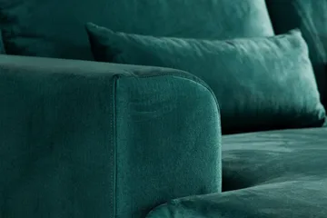 Copenhagen 5-seters Høyrevendt U-formet Sofa med Divan og Sjeselong i Fløyel - Grønn - Møbler - Sofaer - U-sofa