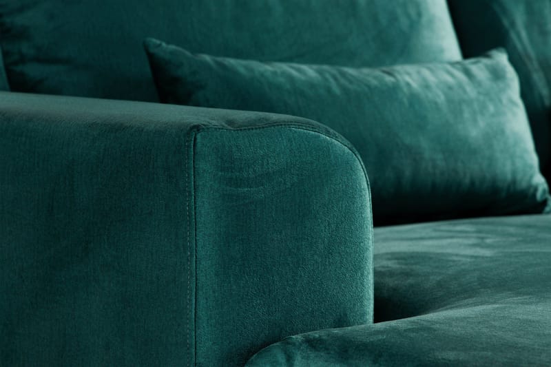 Copenhagen 5-seters Høyrevendt U-formet Sofa med Divan og Sjeselong i Fløyel - Grønn - Møbler - Sofaer - U-sofa