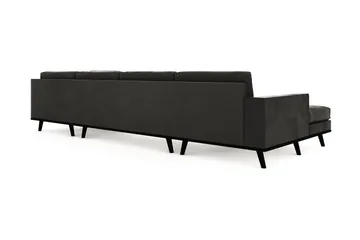 Copenhagen 5-seters Høyrevendt U-formet Sofa med Divan og Sjeselong i Fløyel - Mørk grå - Møbler - Sofaer - U-sofa