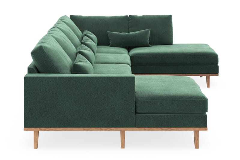 Copenhagen 5-seters Høyrevendt U-formet Sofa med Divan og Sjeselong i Fløyel - Mørk grønn - Møbler - Sofaer - U-sofa