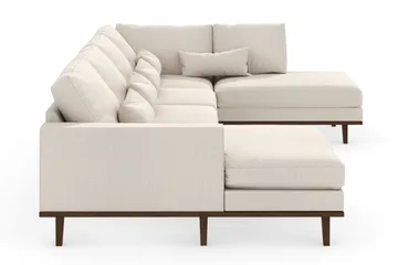 Copenhagen 5-seters Høyrevendt U-formet Sofa med Divan og Sjeselong i Stoff - Beige - Møbler - Sofaer - U-sofa