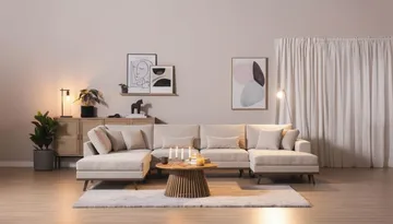 Copenhagen 5-seters venstrevendt stor U-formet sofa med divan og sjeselong i fløyel - Beige - Møbler - Sofaer - Fløyelssofaer
