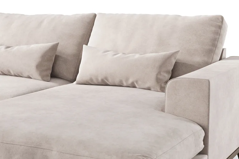 Copenhagen 5-seters venstrevendt stor U-formet sofa med divan og sjeselong i fløyel - Beige - Møbler - Sofaer - Fløyelssofaer