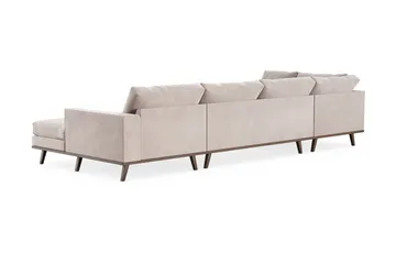 Copenhagen 5-seters venstrevendt stor U-formet sofa med divan og sjeselong i fløyel - Beige - Møbler - Sofaer - Fløyelssofaer