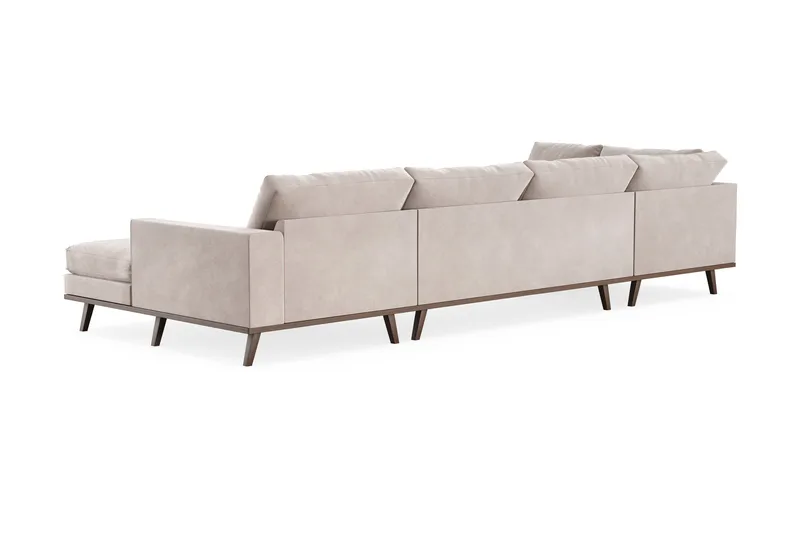 Copenhagen 5-seters venstrevendt stor U-formet sofa med divan og sjeselong i fløyel - Beige - Møbler - Sofaer - Fløyelssofaer