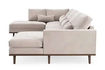 Copenhagen 5-seters Venstrevendt U-formet Large Sofa med Divan og Sjeselong i Fløyel - Beige - Møbler - Sofaer - Fløyelssofaer
