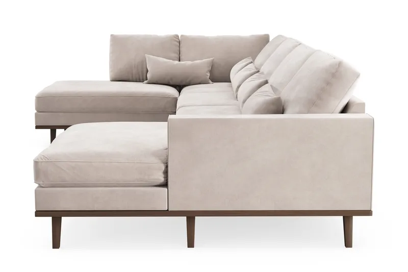 Copenhagen 5-seters Venstrevendt U-formet Large Sofa med Divan og Sjeselong i Fløyel - Beige - Møbler - Sofaer - Fløyelssofaer