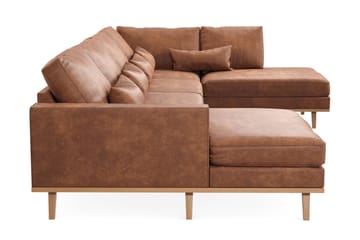 Copenhagen 5-seters Venstrevendt U-formet Large Sofa med Divan og Sjeselong i Kunstlær - Brun - Møbler - Sofaer - Skinnsofaer