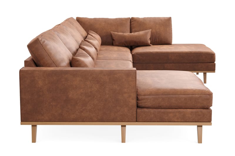 Copenhagen 5-seters Venstrevendt U-formet Large Sofa med Divan og Sjeselong i Kunstlær - Brun - Møbler - Sofaer - Skinnsofaer