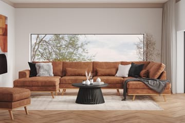Copenhagen 5-seters Venstrevendt U-formet Large Sofa med Divan og Sjeselong i Kunstlær - Brun - Møbler - Sofaer - Skinnsofaer