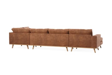 Copenhagen 5-seters Venstrevendt U-formet Large Sofa med Divan og Sjeselong i Kunstlær - Brun - Møbler - Sofaer - Skinnsofaer