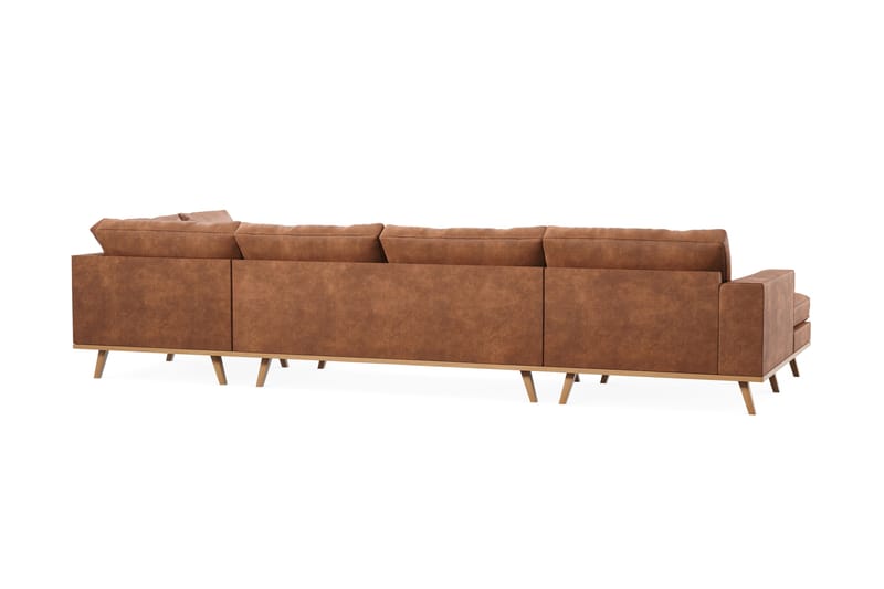 Copenhagen 5-seters Venstrevendt U-formet Large Sofa med Divan og Sjeselong i Kunstlær - Brun - Møbler - Sofaer - Skinnsofaer