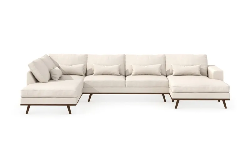Copenhagen 5-seters Venstrevendt U-formet Large Sofa med Divan og Sjeselong i Stoff, Beige