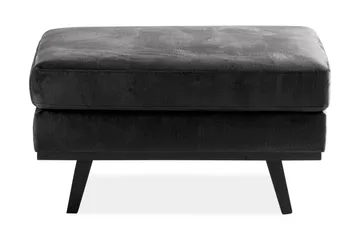 Copenhagen 5-seters Venstrevendt U-formet Sofa med Divan og Sjeselong + Fotskammel i Fløyel - Mørk grå - Møbler - Sofaer - Sofagrupper