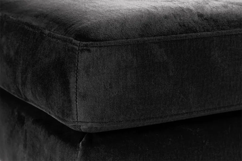 Copenhagen 5-seters Venstrevendt U-formet Sofa med Divan og Sjeselong + Fotskammel i Fløyel - Mørk grå - Møbler - Sofaer - Sofagrupper