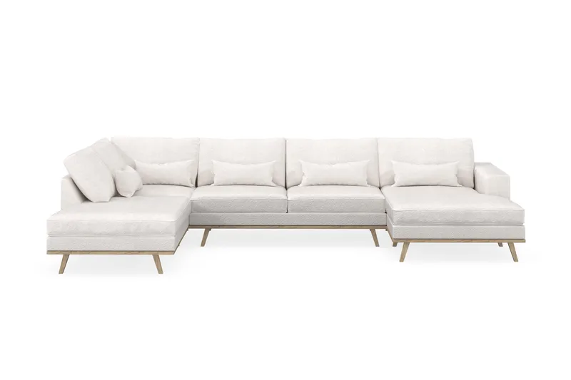 Copenhagen 5-seters Venstrevendt U-formet Sofa med Divan og Sjeselong i Bouclé - Hvit - Møbler - Sofaer - U-sofa