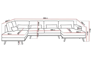 Copenhagen 5-seters Venstrevendt U-formet Sofa med Divan og Sjeselong i Fløyel - Blå - Møbler - Sofaer - Fløyelssofaer