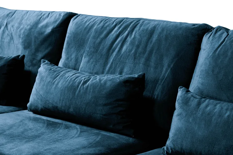 Copenhagen 5-seters Venstrevendt U-formet Sofa med Divan og Sjeselong i Fløyel - Blå - Møbler - Sofaer - Fløyelssofaer