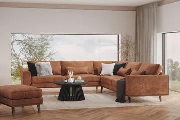 Copenhagen 6-seters L-formet Hjørnesofa i Kunstlær - Brun - Møbler - Sofaer - Hjørnesofaer