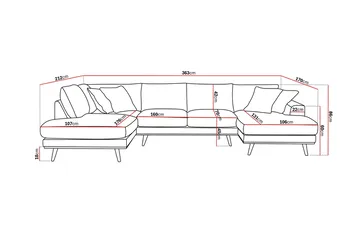 Copenhagen Premium 5-personers Venstrevendt U-formet Dyb Sofa med Divan og Chaiselong i Stoff - Mørkebrun - Møbler - Sofaer - U-sofa
