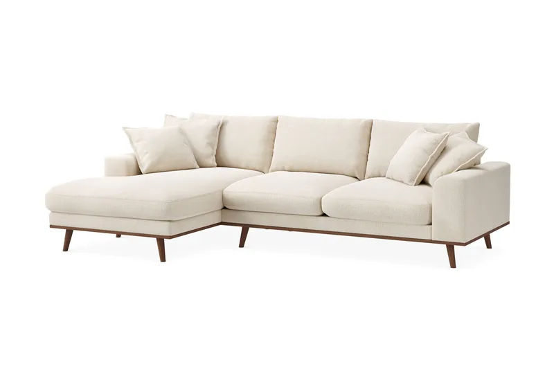 Copenhagen Premium 4-personers Venstrevendt L-formet Dyb Divansofa i Chenille - Lys beige - Møbler - Sofaer - Sofaer med sjeselong - 4 seters sofa med divan
