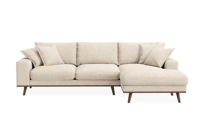 Copenhagen Premium 4-personers Højrevendt L-formet Dyb Divansofa i Chenille - Beige - Møbler - Sofaer - Sofaer med sjeselong - 4 seters sofa med divan