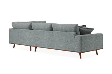 Copenhagen Premium 4-personers Højrevendt L-formet Dyb Chaiselongsofa i Chenille - Grå/blå - Møbler - Sofaer - Sofaer med sjeselong - 4 seters sofa med divan