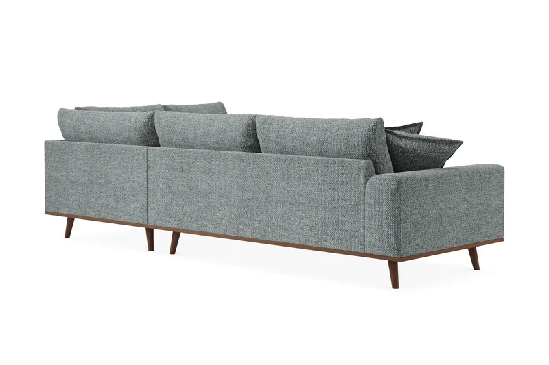 Copenhagen Premium 4-personers Højrevendt L-formet Dyb Chaiselongsofa i Chenille - Grå/blå - Møbler - Sofaer - Sofaer med sjeselong - 4 seters sofa med divan