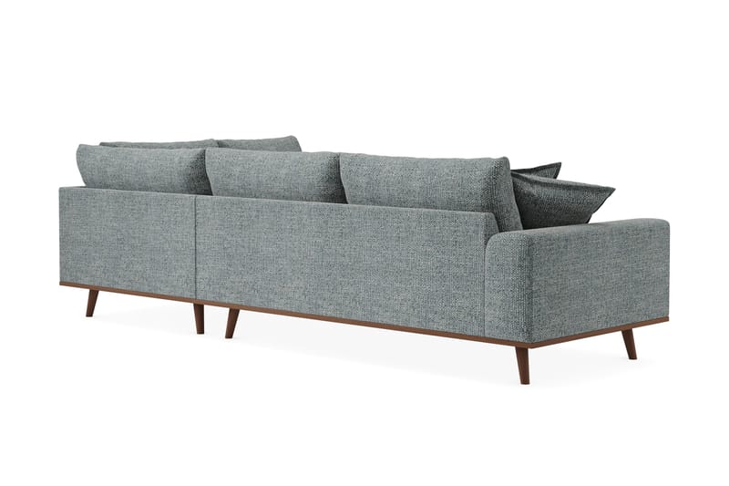 Copenhagen Premium 4-personers Højrevendt L-formet Dyb Chaiselongsofa i Chenille - Grå/blå - Møbler - Sofaer - Sofaer med sjeselong - 4 seters sofa med divan