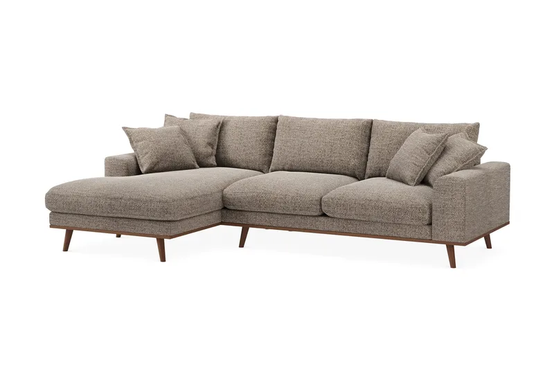 Copenhagen Premium 4-personers Venstrevendt L-formet Dyb Divansofa i Chenille - Brun - Møbler - Sofaer - Sofaer med sjeselong - 4 seters sofa med divan