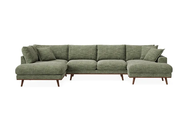 Copenhagen Premium 5-personers Venstrevendt U-formet Dyb Sofa med Divan og Chaiselong i Chenille - Grøn - Møbler - Sofaer - U-sofa