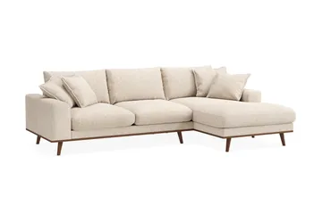 Copenhagen Premium 4-personers Højrevendt L-formet Dyb Divansofa i Chenille - Beige - Møbler - Sofaer - Sofaer med sjeselong - 4 seters sofa med divan