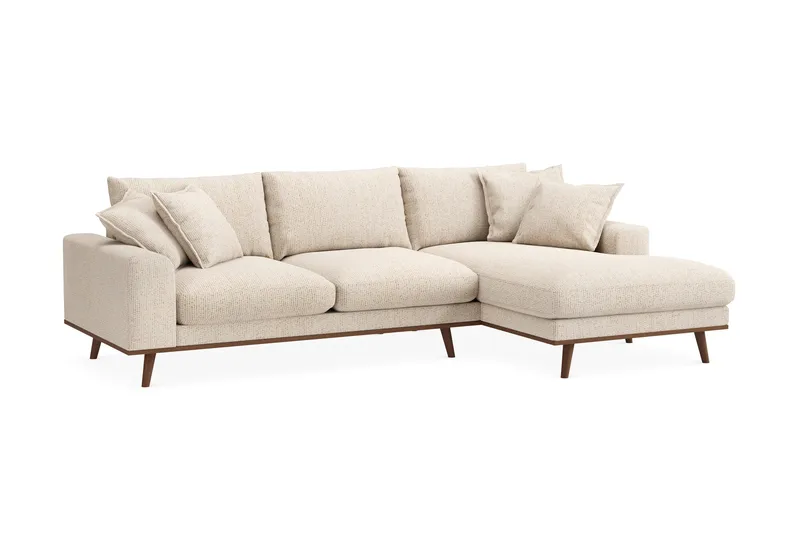 Copenhagen Premium 4-personers Højrevendt L-formet Dyb Divansofa i Chenille - Beige - Møbler - Sofaer - Sofaer med sjeselong - 4 seters sofa med divan