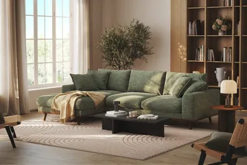 Copenhagen Premium 4-personers Venstrevendt L-formet Dyb Divansofa i Chenille - Grøn - Møbler - Sofaer - Sofaer med sjeselong - 4 seters sofa med divan