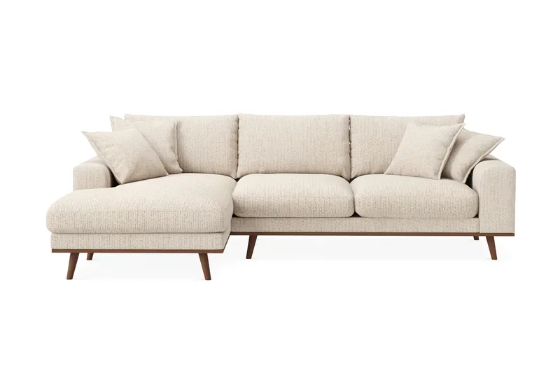 Copenhagen Premium 4-personers Venstrevendt L-formet Dyb Divansofa i Chenille - Beige - Møbler - Sofaer - Sofaer med sjeselong - 4 seters sofa med divan