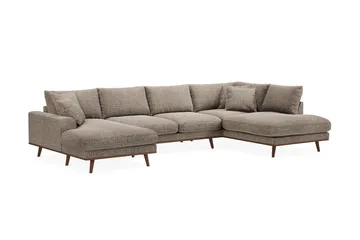 Copenhagen Premium 5-personers Højrevendt U-formet Dyb Sofa med Divan og Chaiselong i Chenille - Brun - Møbler - Sofaer - U-sofa