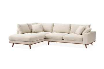 Copenhagen Premium 4-personers Venstrevendt L-formet Dyb Chaiselongsofa i Chenille - Lys beige - Møbler - Sofaer - Sofaer med sjeselong - 4 seters sofa med divan