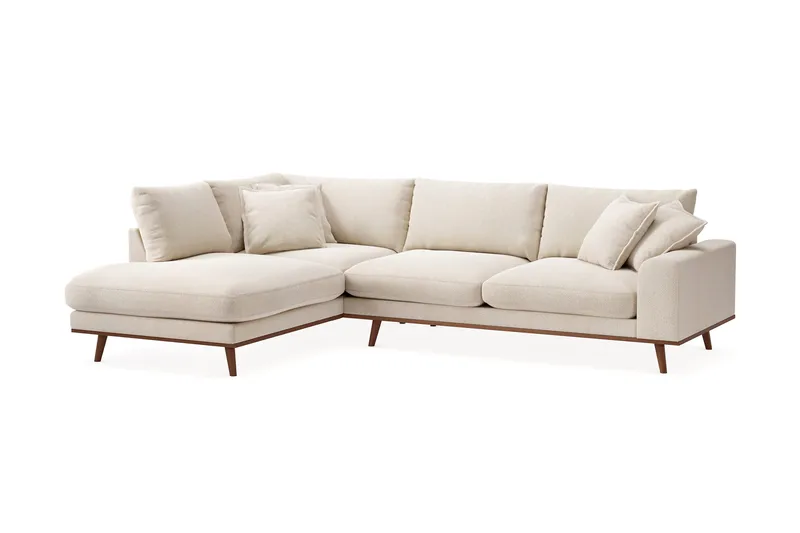 Copenhagen Premium 4-personers Venstrevendt L-formet Dyb Chaiselongsofa i Chenille - Lys beige - Møbler - Sofaer - Sofaer med sjeselong - 4 seters sofa med divan