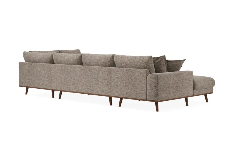 Copenhagen Premium 5-personers Højrevendt U-formet Dyb Sofa med Divan og Chaiselong i Chenille - Brun - Møbler - Sofaer - U-sofa
