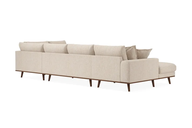 Copenhagen Premium 5-personers Højrevendt U-formet Dyb Sofa med Divan og Chaiselong i Chenille - Beige - Møbler - Sofaer - U-sofa