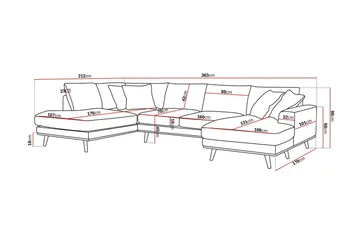 Copenhagen Premium 5-personers Venstrevendt U-formet Dyb Sofa med Divan og Chaiselong i Chenille - Lys beige - Møbler - Sofaer - U-sofa